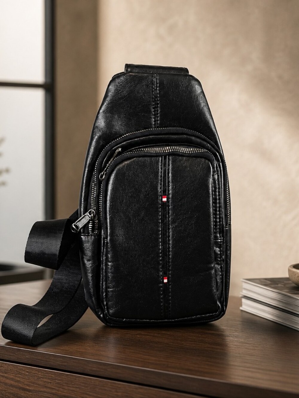 Black Men's Crossbody Sling Bag